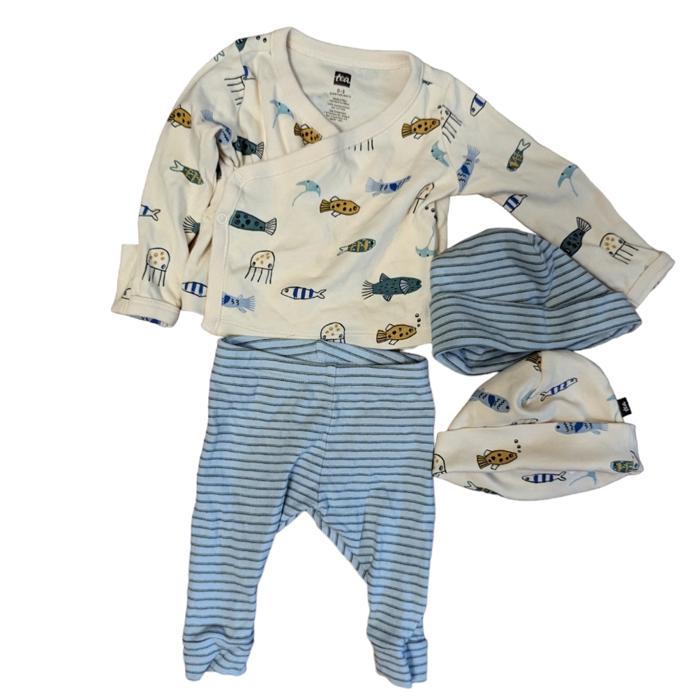 Tea Collection under the sea fish outfit 0-3 months